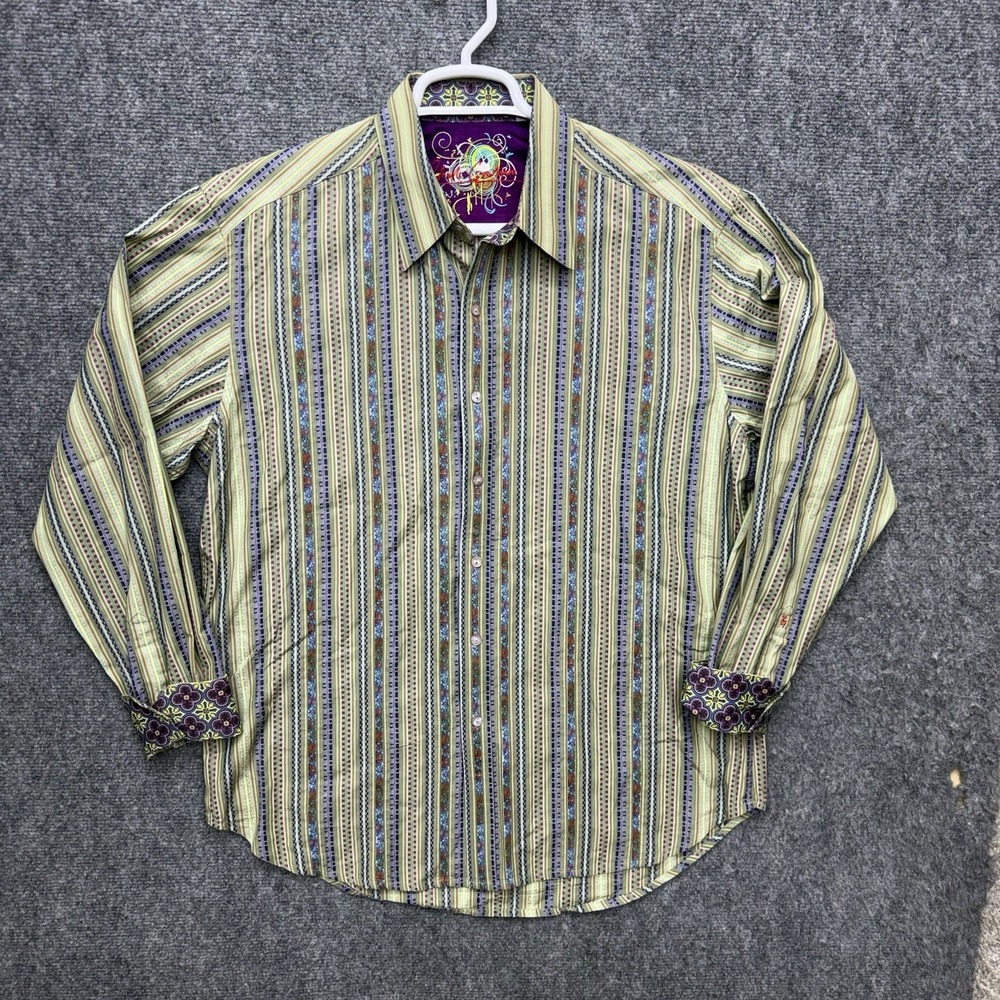 Robert Graham button up long sleeve shirt men's size Large flip cuff